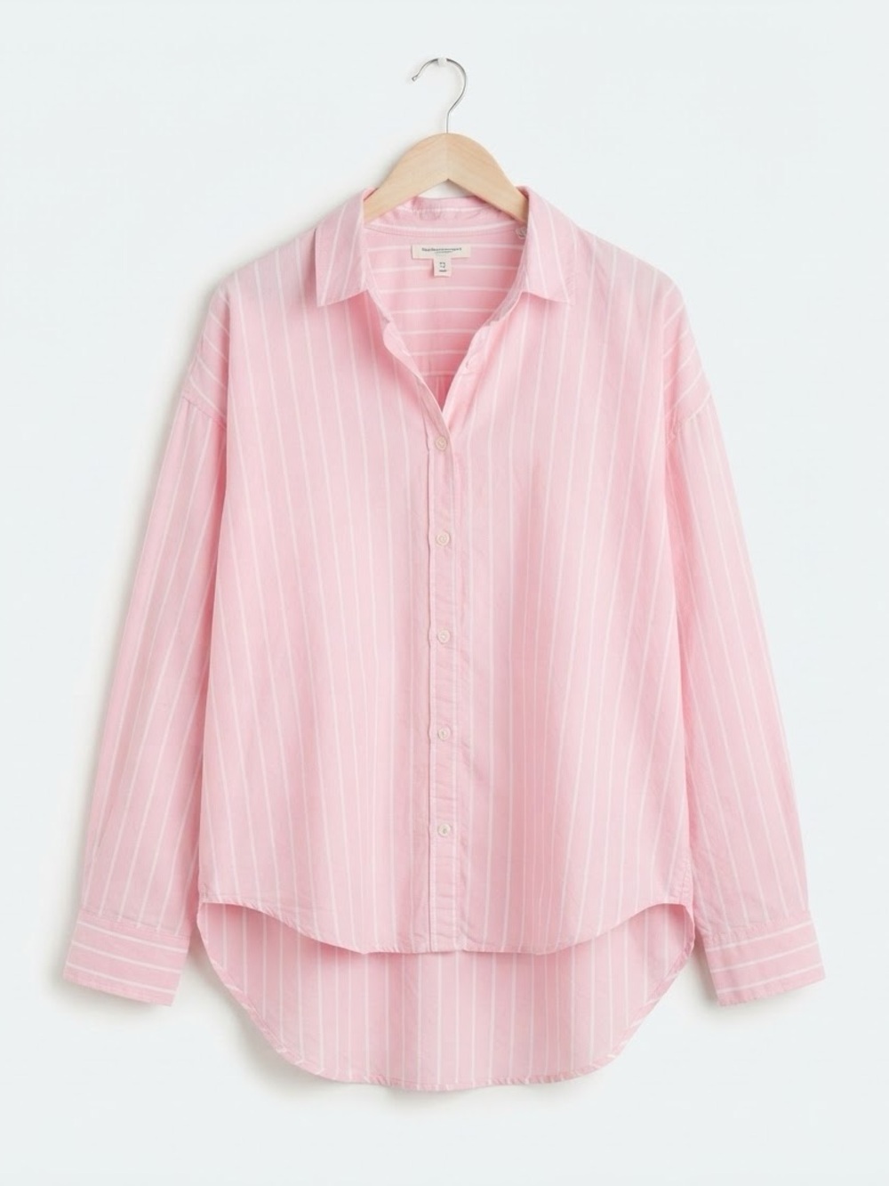 Beachlunchlounge Pink & White Striped 100% Cotton Button Up Shirt Large